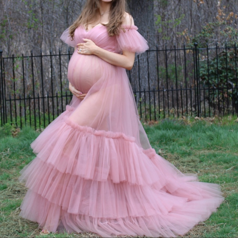 Pink maternity dress